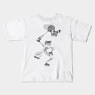 Frog with a butterfly net Kids T-Shirt